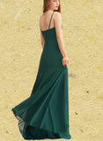 Jamya A-line V-Neck Floor-Length Chiffon Bridesmaid Dress With Pleated UKP0017481