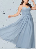 Tracy A-line V-Neck Floor-Length Chiffon Bridesmaid Dress With Pleated UKP0017486