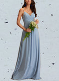 Tracy A-line V-Neck Floor-Length Chiffon Bridesmaid Dress With Pleated UKP0017486