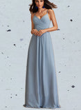 Tracy A-line V-Neck Floor-Length Chiffon Bridesmaid Dress With Pleated UKP0017486