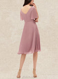 Catalina A-line V-Neck Knee-Length Chiffon Bridesmaid Dress UKP0017490