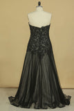 Floor Length Prom Dresses A Line Sweetheart Tulle With Applique