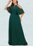 Laylah A-Line Scoop Cold Shoulder Floor-Length Chiffon Bridesmaid Dress UKP0017505