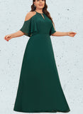 Laylah A-Line Scoop Cold Shoulder Floor-Length Chiffon Bridesmaid Dress UKP0017505