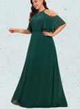 Laylah A-Line Scoop Cold Shoulder Floor-Length Chiffon Bridesmaid Dress UKP0017505