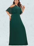 Laylah A-Line Scoop Cold Shoulder Floor-Length Chiffon Bridesmaid Dress UKP0017505