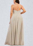 Jade A-line Scoop Floor-Length Chiffon Lace Bridesmaid Dress UKP0017509