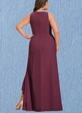 Aimee Sheath/Column Scoop Floor-Length Chiffon Bridesmaid Dress With Cascading Ruffles UKP0017517