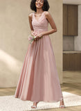 Taliyah A-line V-Neck Floor-Length Chiffon Bridesmaid Dress With Pleated UKP0017523