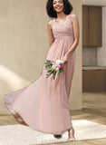 Taliyah A-line V-Neck Floor-Length Chiffon Bridesmaid Dress With Pleated UKP0017523