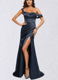 Skyla Trumpet/Mermaid Sweetheart Off-the-Shoulder Sweep Train Satin Prom Dresses UKP0017525