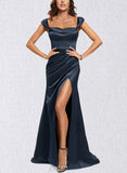 Skyla Trumpet/Mermaid Sweetheart Off-the-Shoulder Sweep Train Satin Prom Dresses UKP0017525