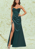 Briley Sheath/Column Sweetheart Floor-Length Satin Prom Dresses UKP0017526