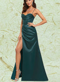 Briley Sheath/Column Sweetheart Floor-Length Satin Prom Dresses UKP0017526