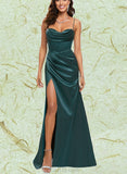 Briley Sheath/Column Sweetheart Floor-Length Satin Prom Dresses UKP0017526