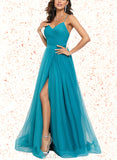 Liz Ball-Gown/Princess V-Neck Sweep Train Tulle Prom Dresses UKP0017528