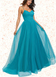 Liz Ball-Gown/Princess V-Neck Sweep Train Tulle Prom Dresses UKP0017528