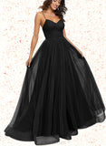 Liz Ball-Gown/Princess V-Neck Sweep Train Tulle Prom Dresses UKP0017528