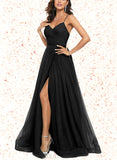 Liz Ball-Gown/Princess V-Neck Sweep Train Tulle Prom Dresses UKP0017528