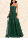 Brylee A-line Square Floor-Length Tulle Prom Dresses UKP0017529