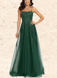 Brylee A-line Square Floor-Length Tulle Prom Dresses UKP0017529