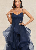 Athena Ball-Gown/Princess V-Neck Asymmetrical Tulle Prom Dresses UKP0017530