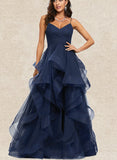 Athena Ball-Gown/Princess V-Neck Asymmetrical Tulle Prom Dresses UKP0017530