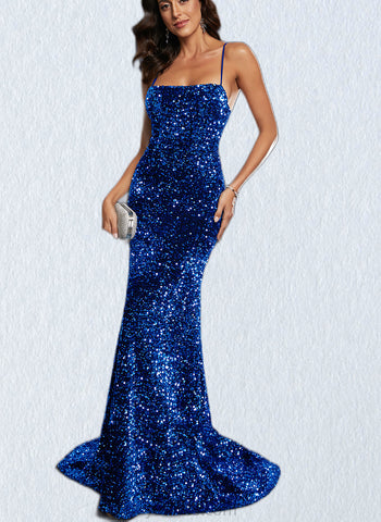 Mckinley Trumpet/Mermaid Square Floor-Length Sequined Prom Dresses UKP0017531