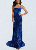 Mckinley Trumpet/Mermaid Square Floor-Length Sequined Prom Dresses UKP0017531