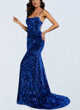 Mckinley Trumpet/Mermaid Square Floor-Length Sequined Prom Dresses UKP0017531