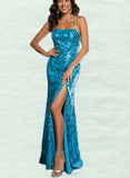 Lacey Sheath/Column Square Floor-Length Sequined Prom Dresses With Sequins UKP0017533