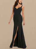 Lilly Sheath/Column V-Neck Floor-Length Chiffon Prom Dresses UKP0017534