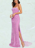 Eleanor Trumpet/Mermaid Square Sweep Train Sequined Prom Dresses UKP0017539