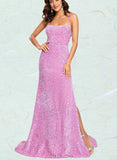 Eleanor Trumpet/Mermaid Square Sweep Train Sequined Prom Dresses UKP0017539