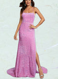 Eleanor Trumpet/Mermaid Square Sweep Train Sequined Prom Dresses UKP0017539