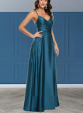 Jasmin A-Line V-neck Floor-Length Polyester Prom Dresses UKP0017540