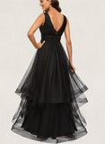 Frederica Ball-Gown/Princess V-Neck Asymmetrical Tulle Prom Dresses UKP0017541