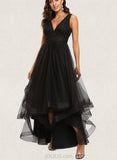 Frederica Ball-Gown/Princess V-Neck Asymmetrical Tulle Prom Dresses UKP0017541