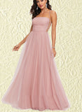 Gemma A-line Square Floor-Length Tulle Prom Dresses UKP0017542