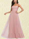 Gemma A-line Square Floor-Length Tulle Prom Dresses UKP0017542