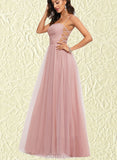 Gemma A-line Square Floor-Length Tulle Prom Dresses UKP0017542