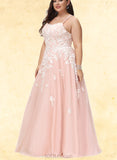 Camryn Ball-Gown/Princess Square Floor-Length Tulle Lace Prom Dresses With Sequins UKP0017570