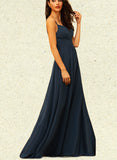 Leanna A-line V-Neck Floor-Length Chiffon Prom Dresses With Pleated UKP0017580