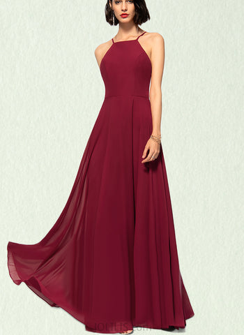 Thirza A-line Square Floor-Length Chiffon Prom Dresses UKP0017581