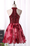 A Line Homecoming Dresses Scoop Tulle With Beads And Applique