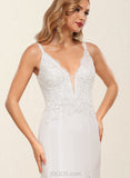 Teagan Trumpet/Mermaid V-neck Sweep Train Chiffon Lace Wedding Dress With Sequins UKP0017615