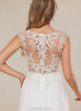 Julie A-Line V-neck Sweep Train Chiffon Lace Wedding Dress UKP0017623