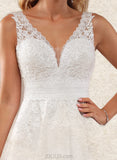 Carmen A-Line V-neck Knee-Length Tulle Lace Wedding Dress UKP0017635