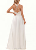 Gillian A-Line High Neck Floor-Length Chiffon Lace Wedding Dress With Beading Sequins UKP0017640