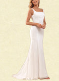 Makayla Trumpet/Mermaid Square Sweep Train Chiffon Lace Wedding Dress UKP0017641